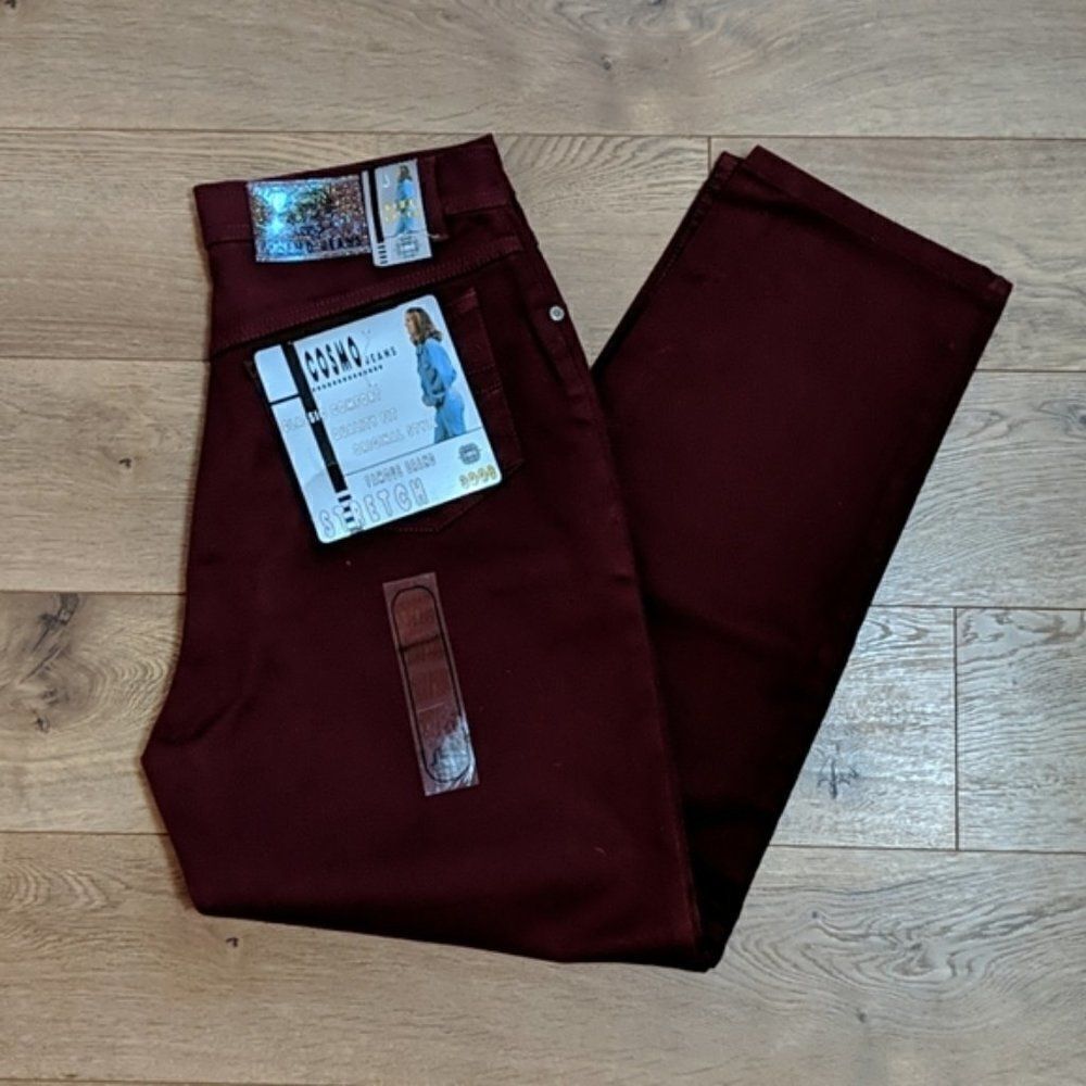 Vintage 80s Cosmo deadstock high rise mom burgundy/maroon jeans